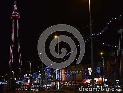 Blackpool Illuminations and Tower Editorial Stock Photo