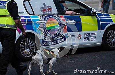 Police and Police dog at Blackpool Pride festival Editorial Stock Photo