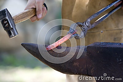 Blacksmith, Anvil & Hammer Stock Photo