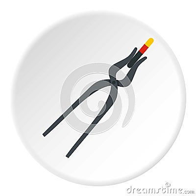 Blacksmith pincers icon circle Vector Illustration