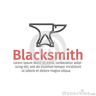 Blacksmith vector icon. Anvil and Hammer line sign Vector Illustration