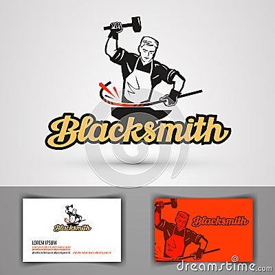 Blacksmith vector logo. smithy, farrier, forge icon Vector Illustration