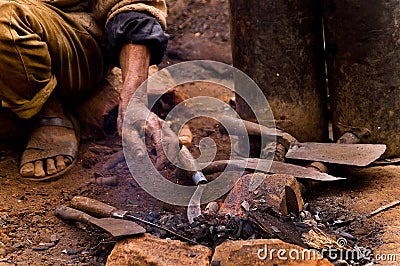 Blacksmith at Work Stock Photo