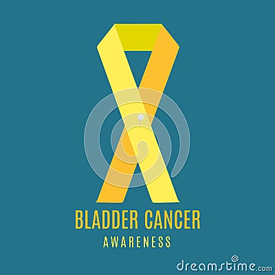 Bladder cancer awareness ribbon with a pin Vector Illustration