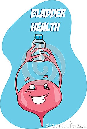 Bladder, Human Internal Organ, Cartoon Character Vector Illustration