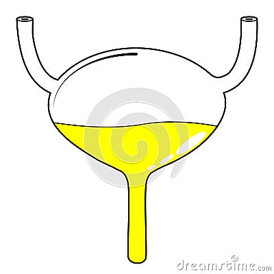 Bladder with urine. black line icon Vector Illustration