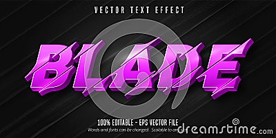 Blade text, cutout style editable text effect Vector Illustration