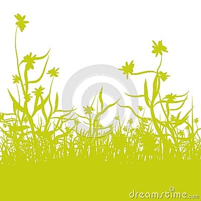 Blades of grass and flowers Vector Illustration