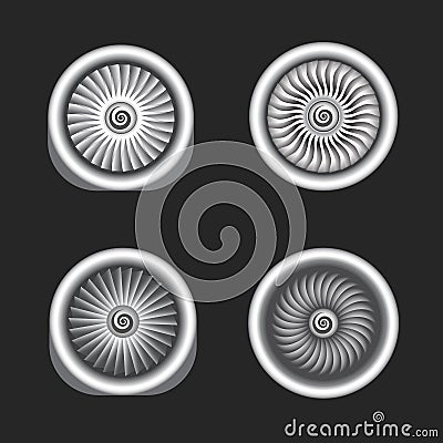 Blades of turbines of the airplane engine Stock Photo