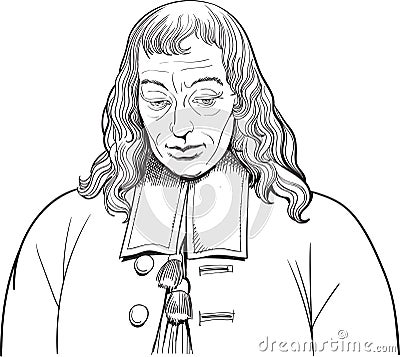 Blaise Pascal portrait, vector Vector Illustration