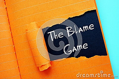 The Blame Game phrase on the page Stock Photo