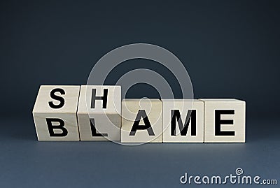 Blame or shame. Concept of social problems Stock Photo