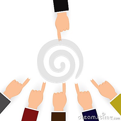 Blaming and confusion for others people concept, finger pointing Vector Illustration