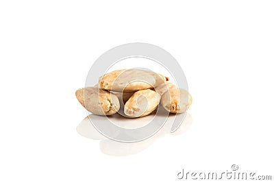 blanch almond on white Stock Photo