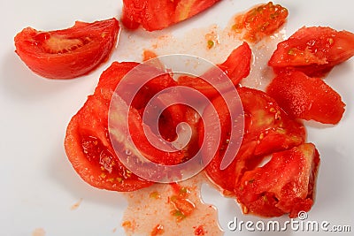 Blanched tomatoes on white. Finely Chopped Tomatoes Stock Photo