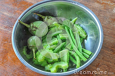 Blanching vegetables Stock Photo