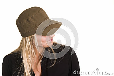 Bland woman with hat Stock Photo