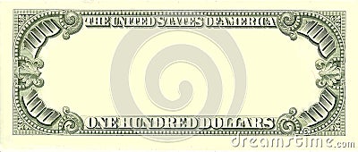 Blank 100 Dollar Bill Reverse Side Stock Photo
