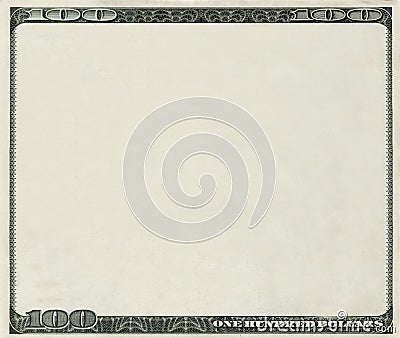 Blank 100 Dollars bank note with copyspace Stock Photo