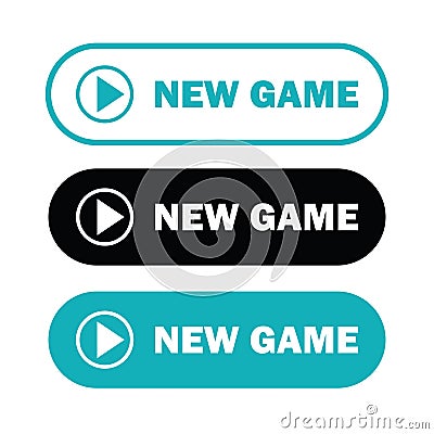 Play new game button for starting to play game again Vector Illustration