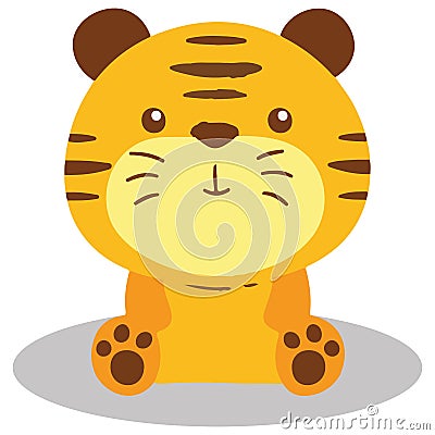 Tiger drawing for the kids, painting of baby tiger, wildlife or wild animal, the sign of power and danger Vector Illustration