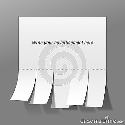 Blank advertisement with cut slips Vector Illustration