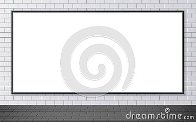 Blank advertising billboard mockup on a subway station. Horizontal poster on a street wall. Cartoon Illustration