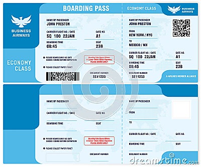 Blank Airline Boarding Pass Vector Illustration