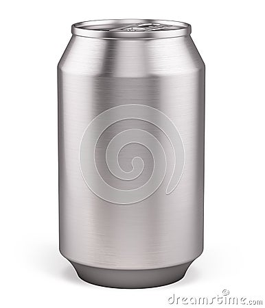 Blank Aluminium Can for beer, soft drinks, alcohol, soda, cola, juice, water isolated on white Stock Photo