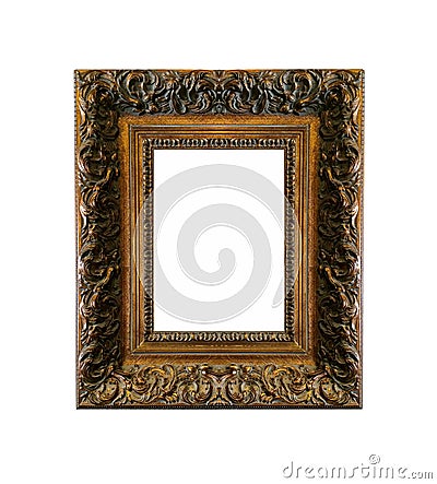 Blank Antique Golden Frame Isolated Stock Photo