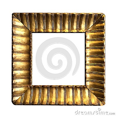 Blank Antique Golden Frame Isolated on White Background Stock Photo