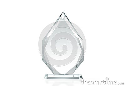 Blank arrow shape glass trophy mockup, 3d rendering Stock Photo