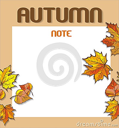 Blank autumn letterhead for inscriptions, letters or timetable. Banner with colorful autumn elements. Vector illustration. Autumn Cartoon Illustration