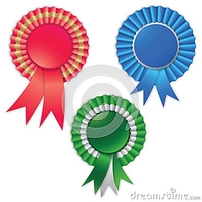 Blank award ribbon rosette for winner Vector Illustration