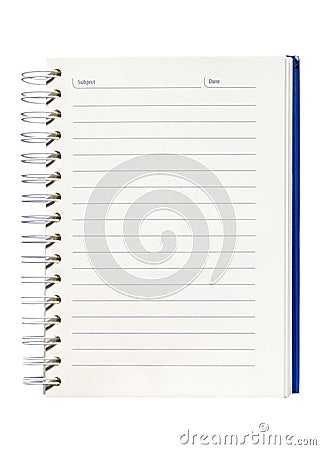 Blank background paper spiral notebook Stock Photo