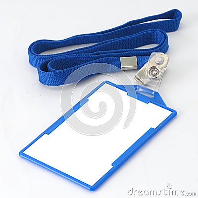 Blank Badge on Blue Strap Stock Photo