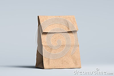 Blank Bag From Recyclable Craft Paper. Packaging Template. Mock up. Delivery. Copy space. Empty Space. 3d rendering Stock Photo