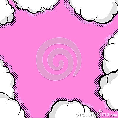 Blank balloon template. Dot comic background style pop art. Clear pink speech bubbles halftone. Comic text talk dialog Stock Photo