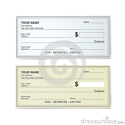 Blank bank check template Vector Illustration