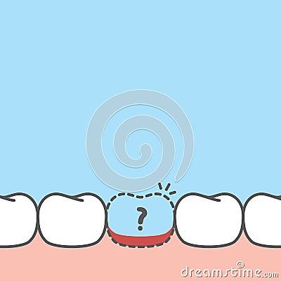 Blank banner of lost tooth illustration vector design on blue background. Dental care concept Vector Illustration