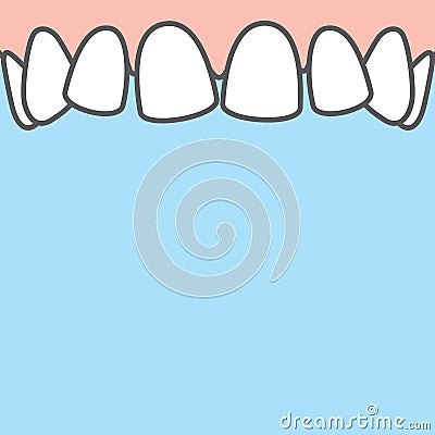 Blank banner Upper askew teeth illustration vector on blue background. Dental concept Vector Illustration