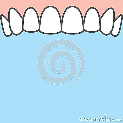 Blank banner Upper healthy teeth illustration vector on blue background. Dental concept Vector Illustration