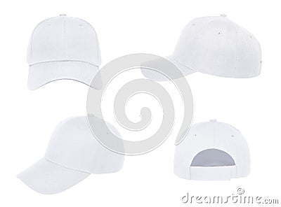 Blank baseball cap 4 view color white Stock Photo
