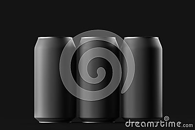 Blank beer, cola, soda aluminium black can mockup on background. With place for your design and branding Stock Photo