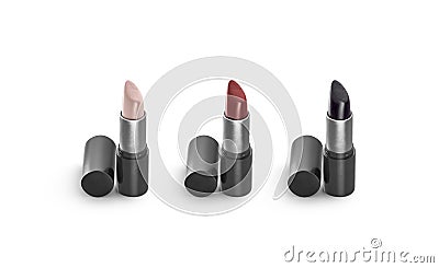 Blank beige, red and black opened lipstick tube mock up, Stock Photo