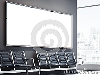 Blank big banner in waiting hall. 3d rendering Stock Photo