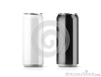 Blank big black and white aluminium soda can mockup set Stock Photo