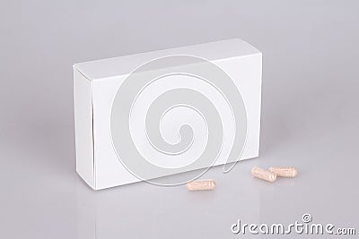 Blank medium size medicine from white paper packaging box Stock Photo