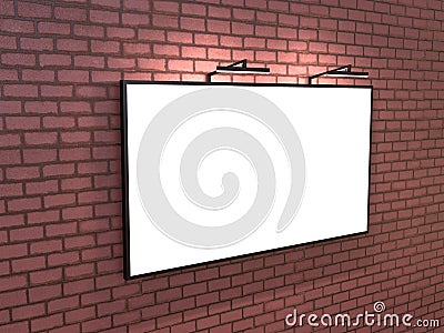 Blank bigboard on brick wall, 3D rendering. Stock Photo
