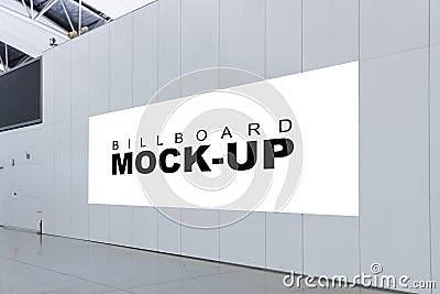 Blank billboard the advertising mock up indoors of metro or airport hall Stock Photo